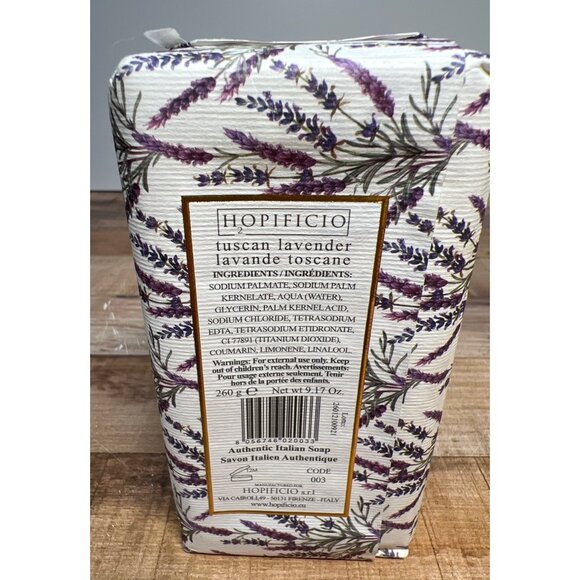 H2O PIFICIO Tuscan Lavender Triple Milled Italian Soap Bar 9.17 Oz Luxury Bath B - Picture 3 of 3